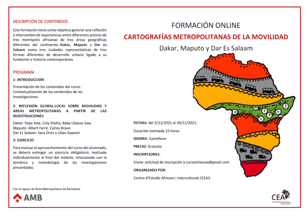 Formación online Cartografías metropolitanas de la movilidad en Dakar, Maputo y Dar Es Salaam